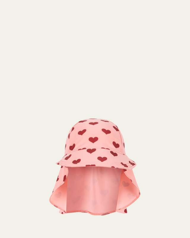 Girl's Manuca Heart-Print Sun Hat, Size Newborn-8